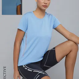 HRX by Hrithik Roshan Women Sea Green Brand Logo Printed T-shirt-picture-34