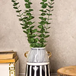 MARKET99 Black & White Ribbed Design Ceramic Vase-image-56