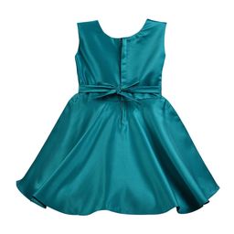 Wish Karo Girls Green Solid Fit and Flare Dress-image-28