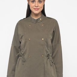 Gipsy Women Olive Green Solid Padded Jacket-picture-26