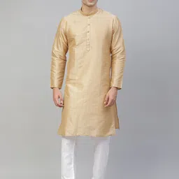 MANQ Men Beige Printed Kurta with Pyjamas-48