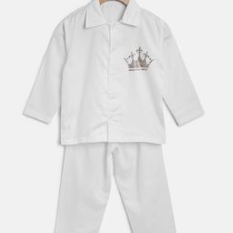 Kids Clan Unisex Kids White Solid Night Suit-picture-30