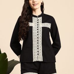 Mast & Harbour Laced Pure Cotton Shirt With Shorts-image-66