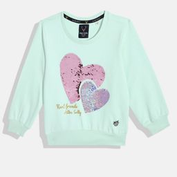 Allen Solly Junior Girls Green Flip Sequins Sweatshirt-image-31