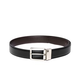 Ultimo Men Black & Coffee Brown Checked Reversible Formal Belt-picture-14