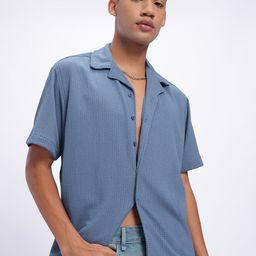glitchez Wander Worthy Self-Textured Cuban Collar Relaxed Fit Shirt-picture-25