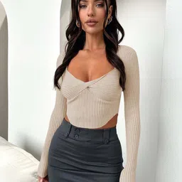 HERE&NOW Women Self Design Sweetheart Neck Top-picture-31