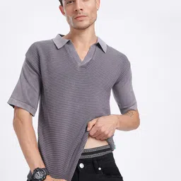glitchez Classic Edge Self Striped Relaxed Fit T-shirt-image-56