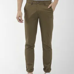 The Indian Garage Co Men Olive Green Slim Fit Solid Chinos-picture-47