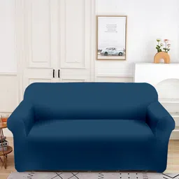 Aura Blue Double Seater Sofa Cover With Arms-image-89