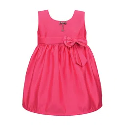 Wish Karo Girls Pink Solid Fit and Flare Dress-picture-21