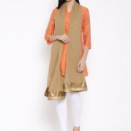 WISHFUL by W Women Brown Shimmer Dupatta-image-59