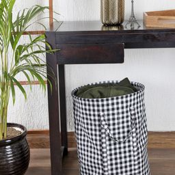 My Gift Booth Black & White Checked Cotton Laundry Bag-image-62