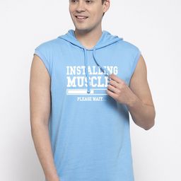 Friskers Men Turquoise Blue Printed Hood T-shirt-image-76