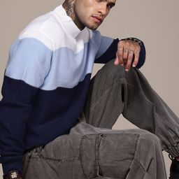 WROGN Colourblocked High Neck Pullover Sweater-image-17