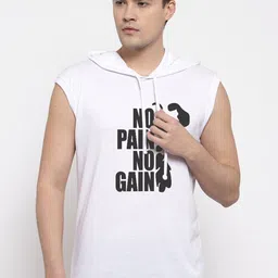 Friskers Men White Printed Hood T-shirt-image-89