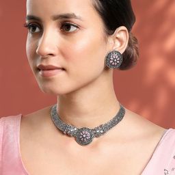 Peora Silver-Plated Stone-Studded Jewellery Set-picture-1