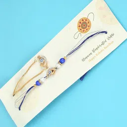 Nanwan Set of 2 Assorted Evil Eye Charm Studded Bhaiya Bhabhi Rakhi Gift Set-image-43