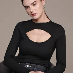 bebe All Day Cut-Out Detail Full Sleeve Bodysuit-image-64