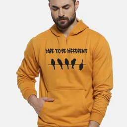 Campus Sutra Men Mustard Yellow Printed Hooded Sweatshirt-picture-44