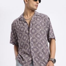 glitchez Ethnic Aesthetics Cuban Collar Relaxed Fit Casual Shirt-image-8