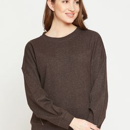 RARE Women Brown Solid Sweatshirt-image-5