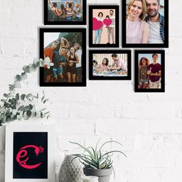 eCraftIndia Set Of 6 Black Solid Memory Wall Collage Photo Frames-9
