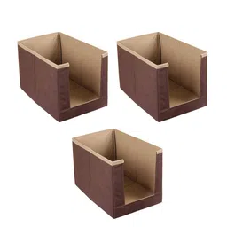 Kuber Industries Set Of 3 Brown Foldable Shirt Organisers-3