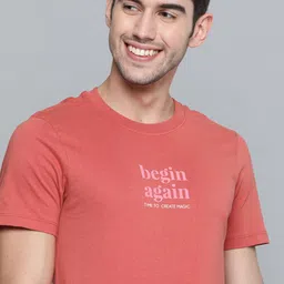 Mast  Harbour Men Rust Red Pure Cotton Solid Round Neck Pure Cotton T-shirt-image-64