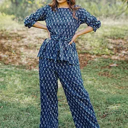 Libas Ethnic Motifs Printed Pure Cotton Night suit-16