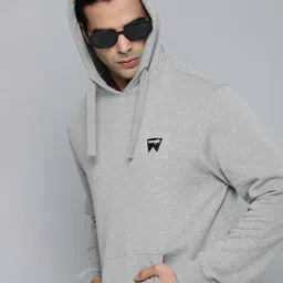 Wrangler Men Grey Solid Hooded Sweatshirt-image-79