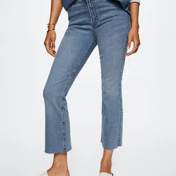 MANGO Women Navy Blue Bootcut Stretchable Jeans-picture-21