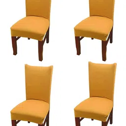 HOUSE OF QUIRK Set Of 4 Beige Solid Chair Cover-image-90