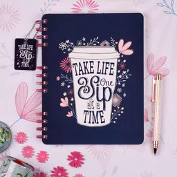 Doodle Blue & White Morning Glory Wiro Notebook-57