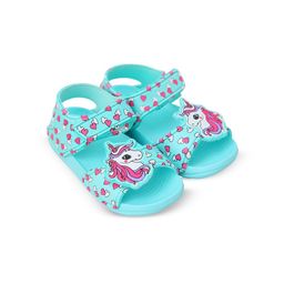 Yellow Bee Girls Unicorn Printed Open Toe Flats-49