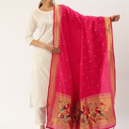 LOOKNBOOK ART Woven Design Dupatta with Zari-21