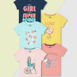 max Girls Typography 5 Printed Applique T-shirt-image-99