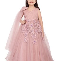 BETTY Girls Flower Applique Net Gown Maxi Dress-image-49