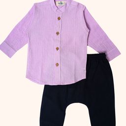 Peekaaboo Kids Boys Striped Shirt with Trousers-image-73