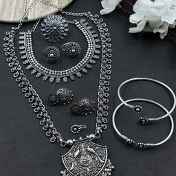 NAMAN ARTS Silver Plated Oxidised Jewellery Set-48