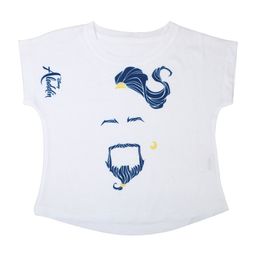 Disney by Wear Your Mind Girls White & Blue Printed Round Neck T-shirt-image-85