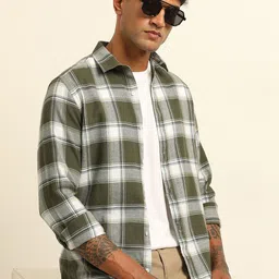 Bushirt Men Classic Opaque Checked Casual Shirt-image-20