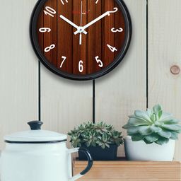 RANDOM Brown Round Textured 30.48 cm Analogue Wall Clock-image-86