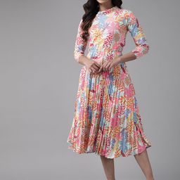 Aarika Floral Print Georgette A-Line Midi Dress-image-42