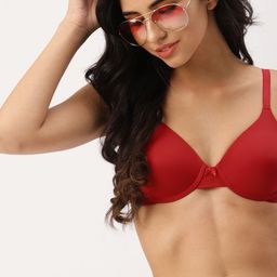 DressBerry Red Solid Underwired Lightly Padded T-shirt Bra DB-DR-BRA-018E-21