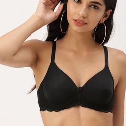 DressBerry Black Lace Non-Wired Lightly Padded T-shirt Bra DB-DR-BRA-022A-30