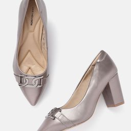 Van Heusen Metallic Detail Block Heel Pumps-50