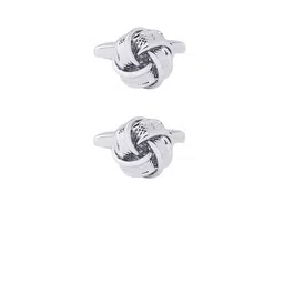 bodha Silver-Plated Round Shaped Textured Cufflinks-picture-0