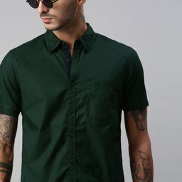 Roadster Men Green Regular Fit Solid Sustainable Casual Shirt-image-31