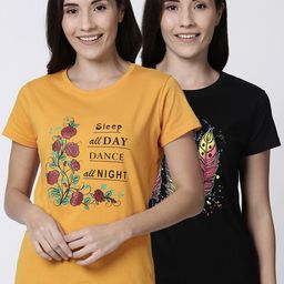Kryptic Women Pack Of 2 Printed Lounge-T-Shirts-image-44